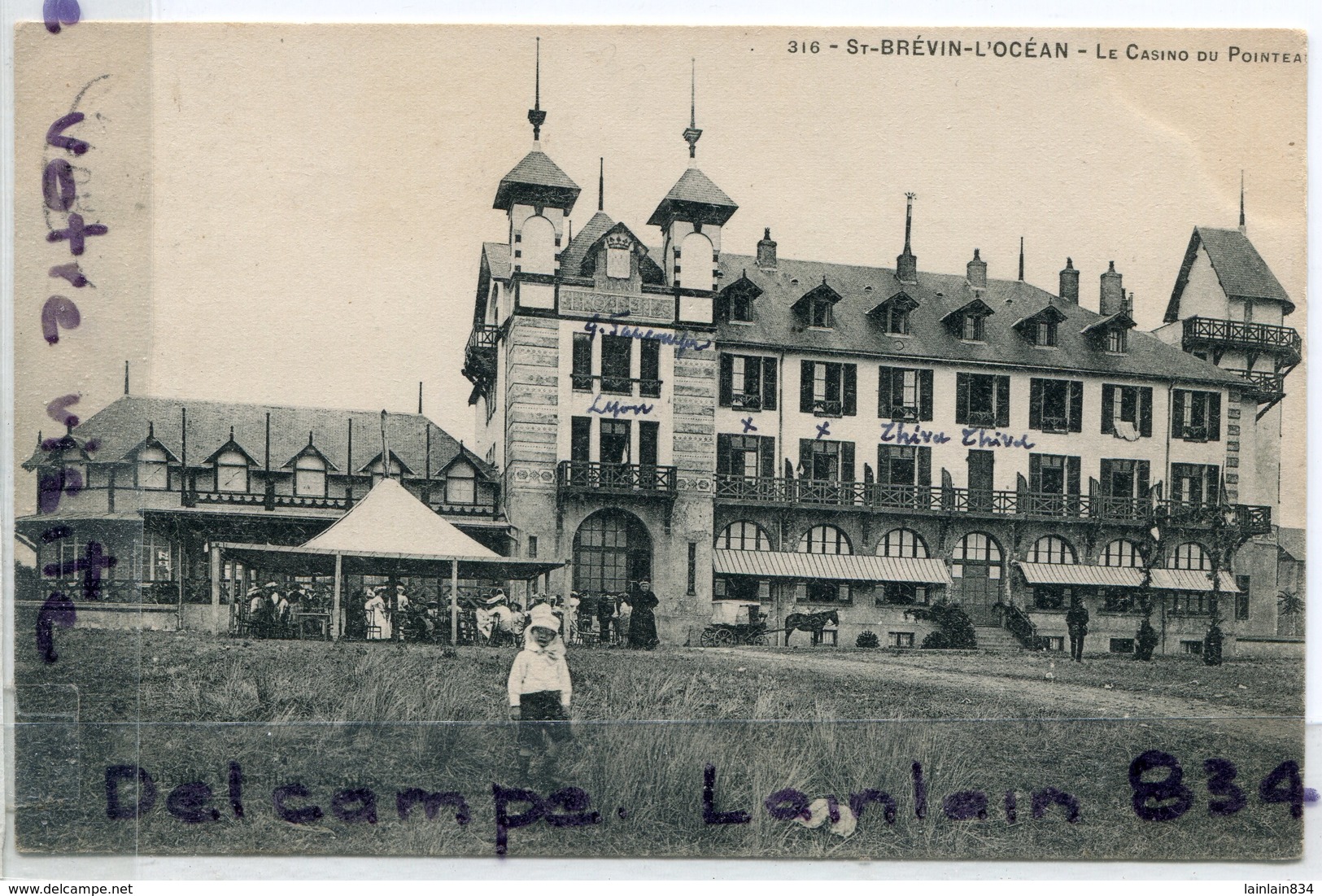 - 316 - St-BRÉVIN L'Océan - ( Loire-inf ), Le Casino Du, Animation, écrite, Cachet Convoyeur, 1908, TBE, Scans. . - Saint-Brevin-l'Océan