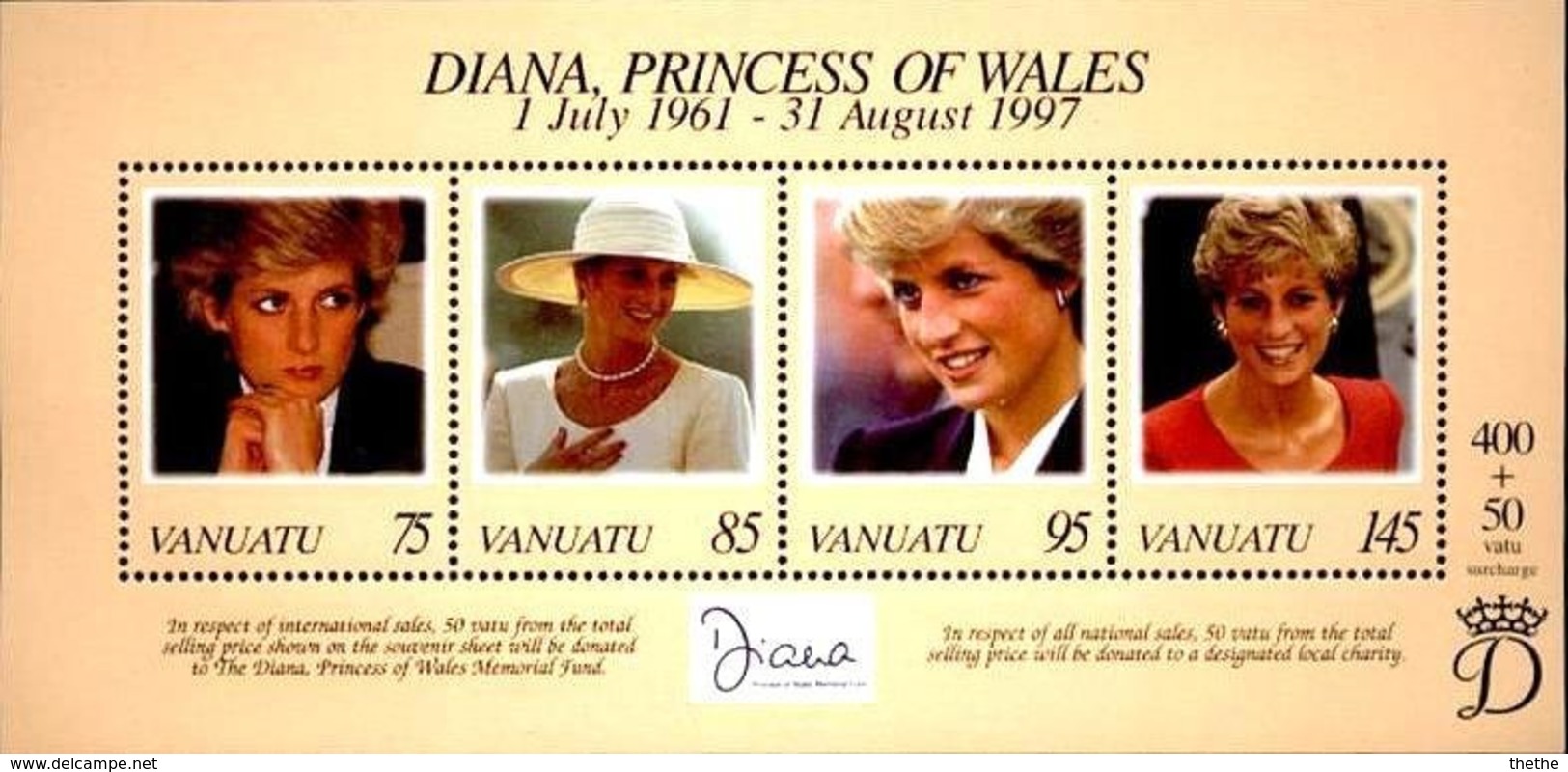 VANUATU - Princesse DIANA - Familles Royales