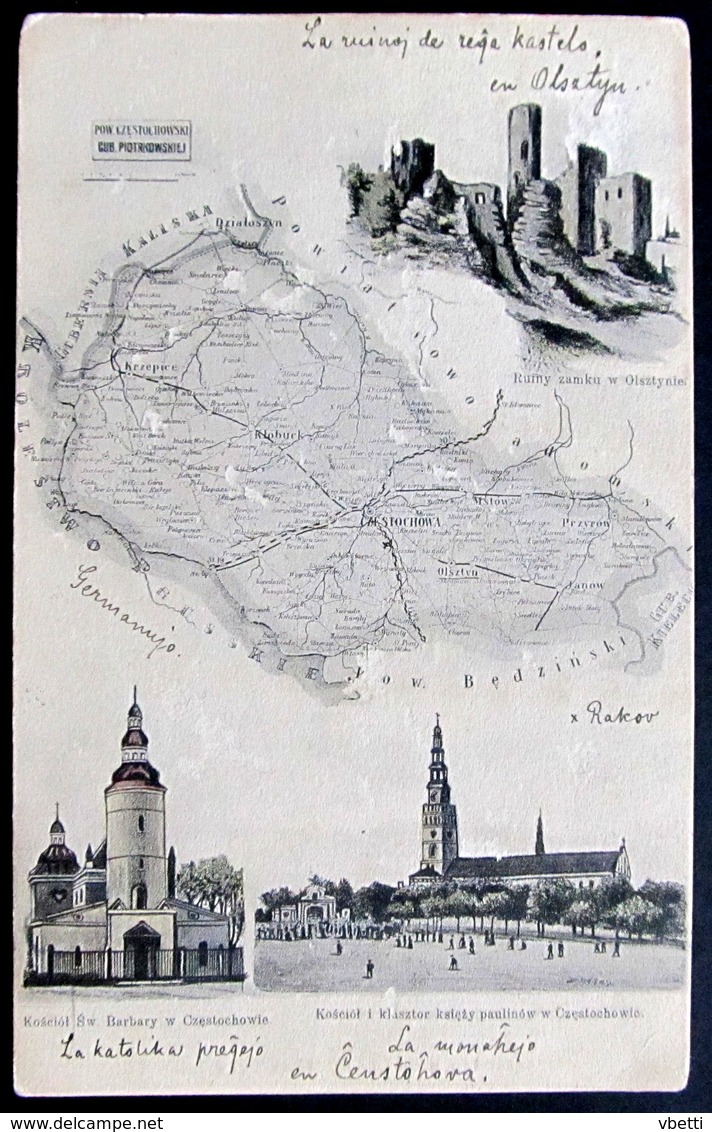 Polska Powiat Czestochowski: Zamek W Olsztynie - Kosciól Sw. Barbary Czestochowie - Kosciól I Klastor Ksiezy ..... 1911 - Polen