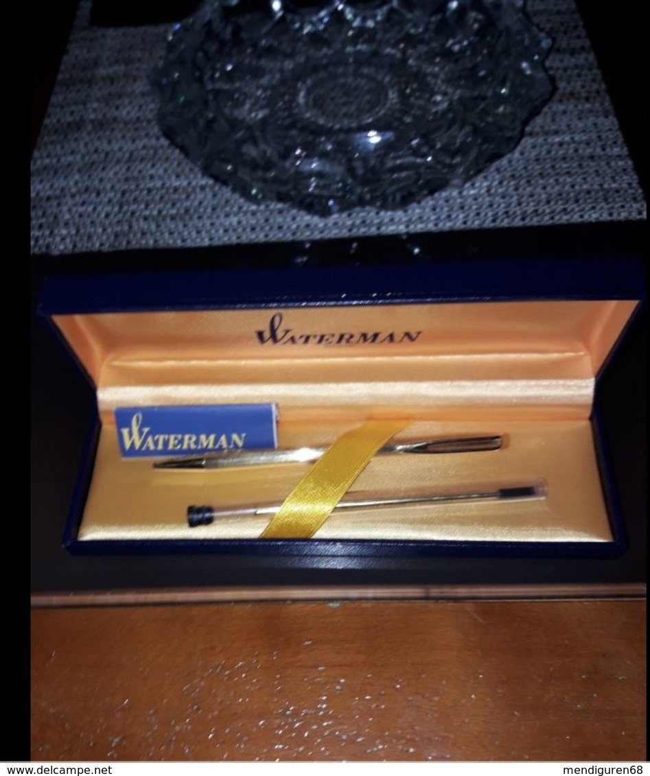 FRANCE WATERMAN 1960 STYLO BILLE 2 MICRONS PLAQUÉ OR  IMPECCABLE- PEN 2 MICRON GOLD PLATE IMPECCABLE - Plumes