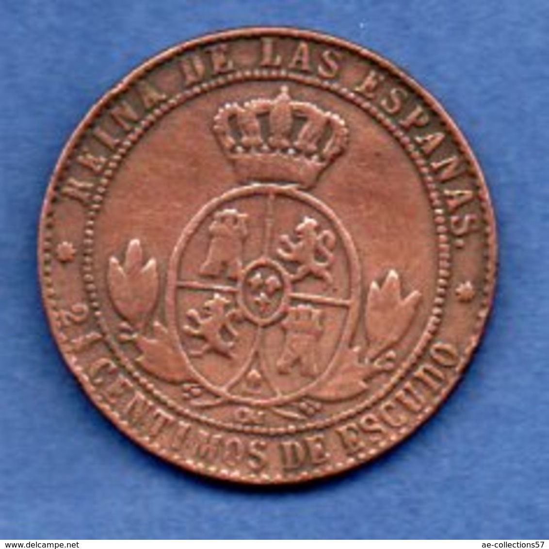 Espagne  -  5 Centimos 1867 OM -  Km # 634.1  -- état  B+ - First Minting