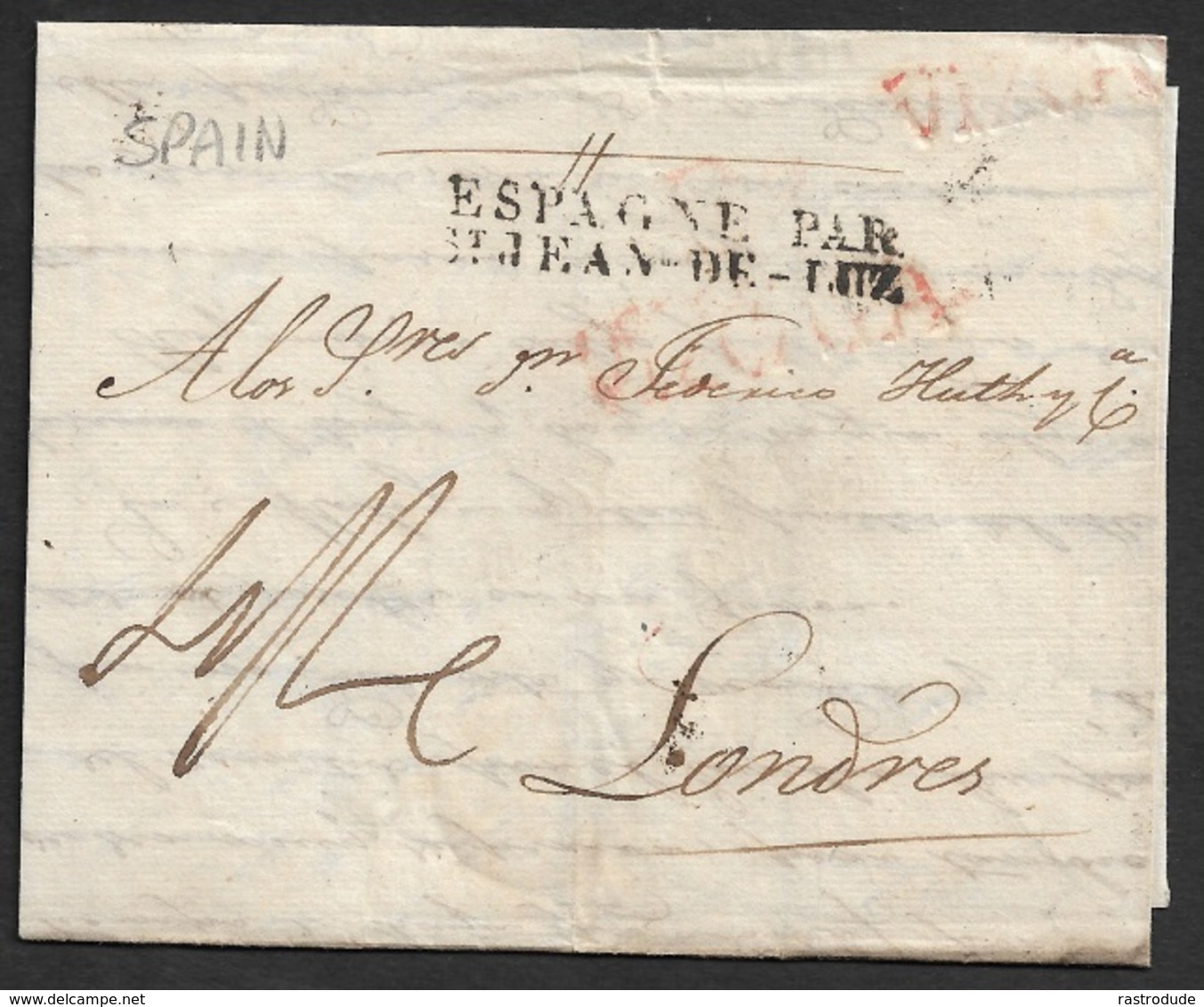 1830 - ENTERO - BILBAO A LONDRES - VIZCAYA X 2 - ESPAGNE PAR / St JEAN DE LUZ - ...-1850 Prephilately