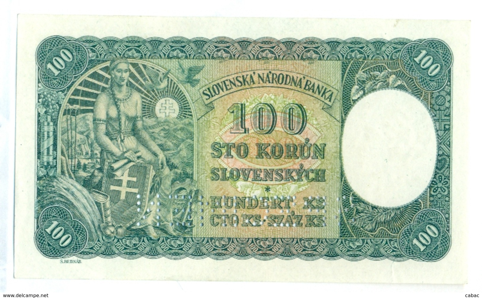 Slovakia 100 Korun 1940 SPECIMEN, Slovaquie,Slovacchia, Slowakei, Sto Korun, G9 (1) - Slowakije