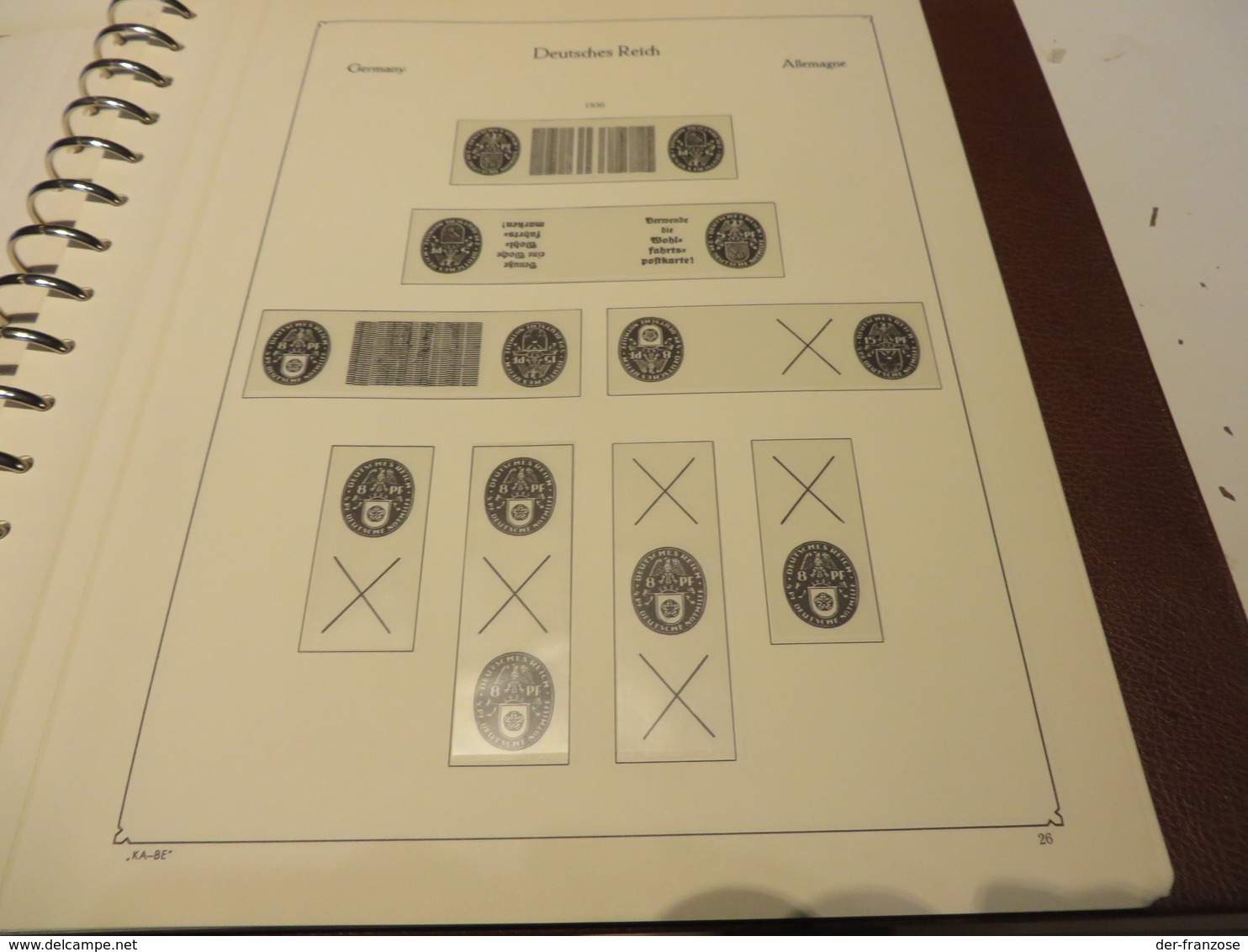 DEUTSCHES - REICH  KABE - VORDRUCKSEITEN für ZUSAMMEMDRUCKE, MARKENHEFTCHENBOGEN, R.- MARKEN im BINDER