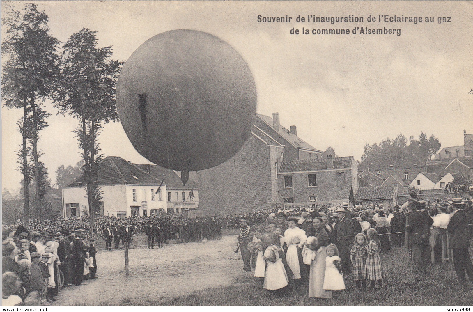 Souvenir De L'inauguration De L'Eclairage Au Gaz De La Commune D'Alsemberg (top Animation, Ballon) - Beersel