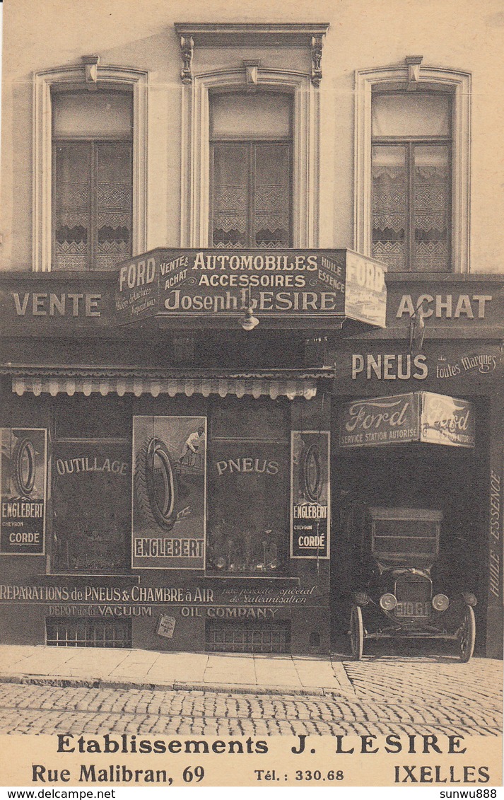 Ixelles - Etablissements J Lesire, Rue Malibran (vente Achat Automobiles Pneus Oldtimer Pneus Ford) - Elsene - Ixelles