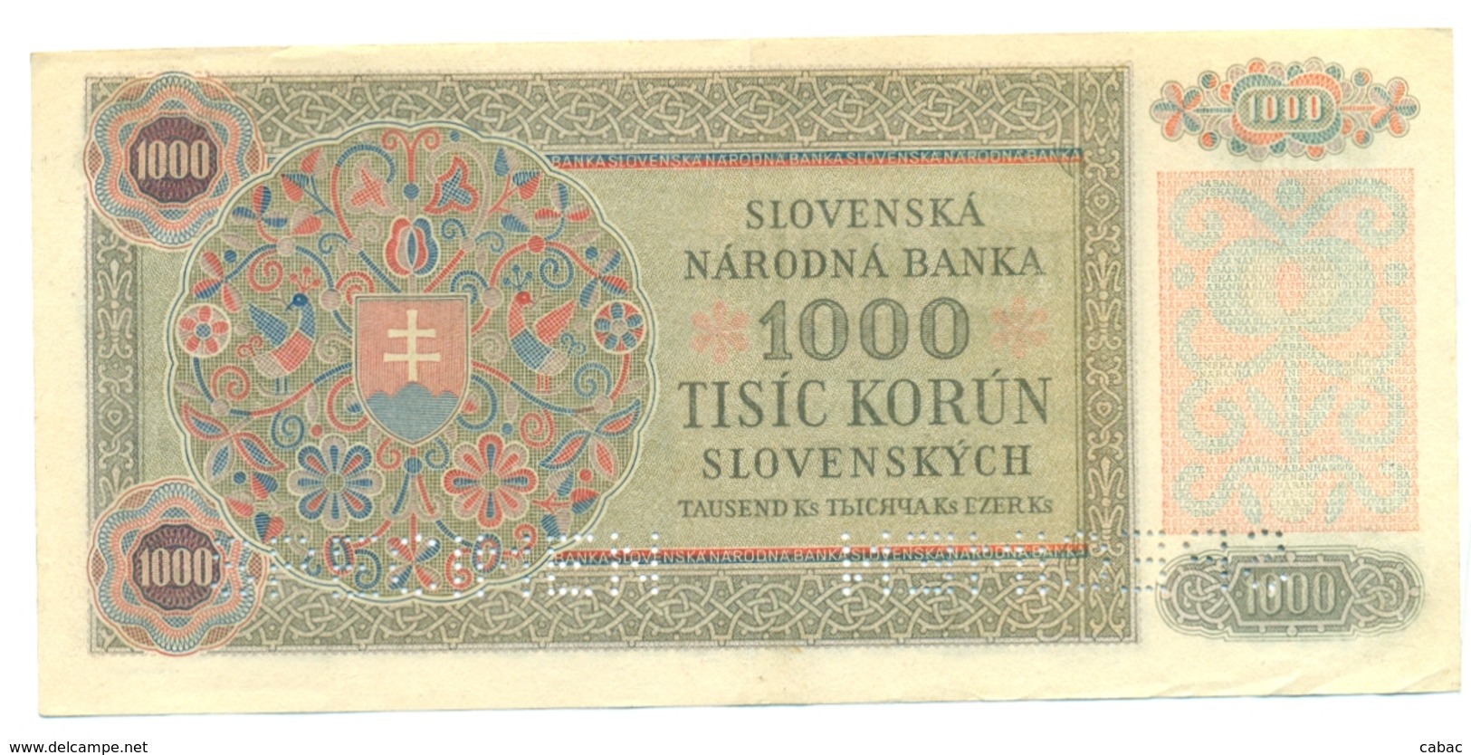 Slovakia 1000 Korun 1940 SPECIMEN, Slovaquie,Slovacchia, Slowakei, Tisic Korun, 2T4 + Stamp - Eslovaquia