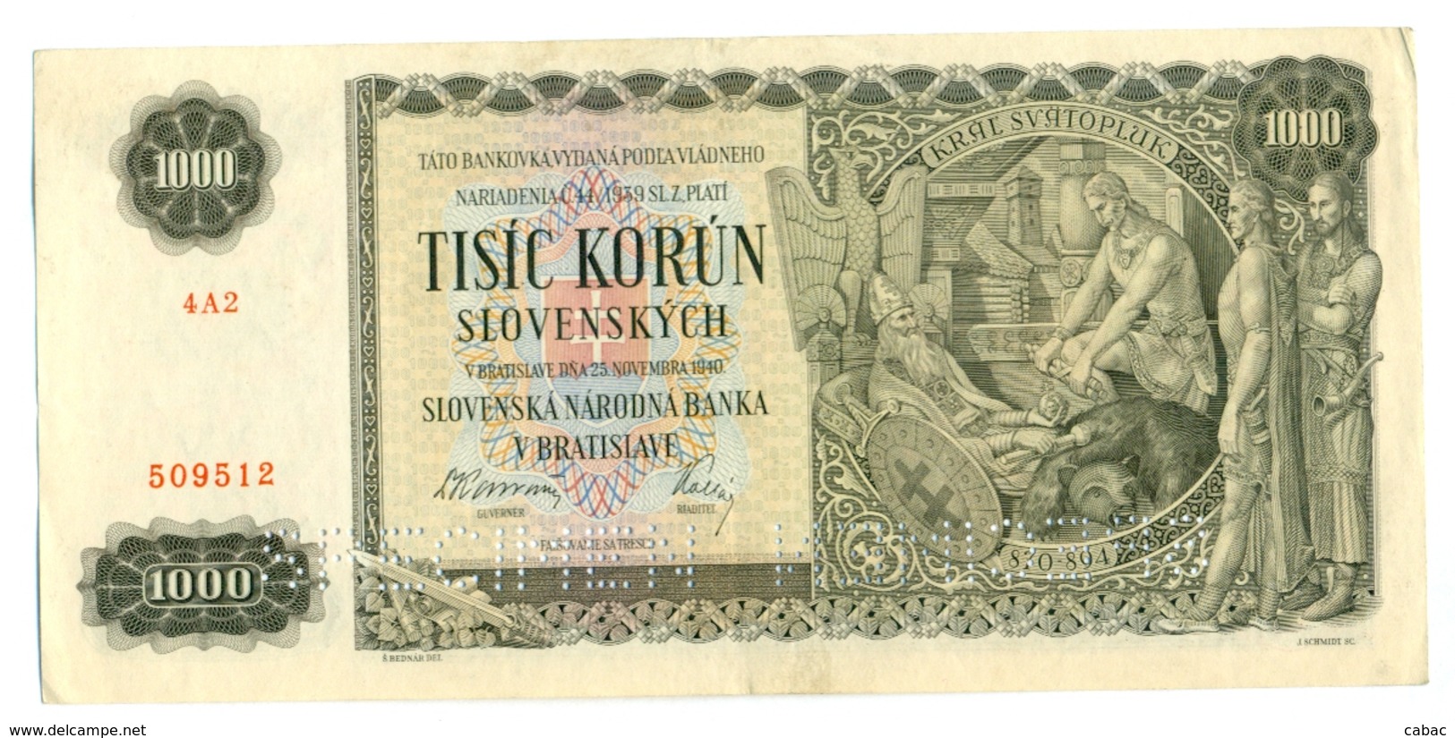 Slovakia 1000 Korun 1940 SPECIMEN, Slovaquie,Slovacchia, Slowakei, Tisic Korun, 4A2 - Slovacchia