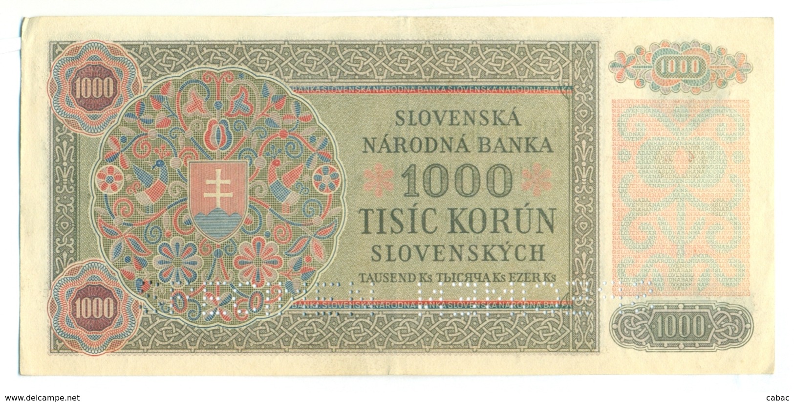 Slovakia 1000 Korun 1940 SPECIMEN, Slovaquie,Slovacchia, Slowakei, Tisic Korun, 4A2 - Slovakia
