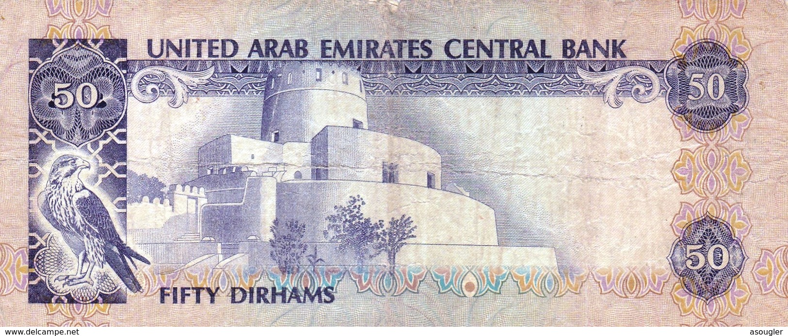 United Arab Emirates UAE 50 Dirhams ND 1982 "PREFIX 1" F P-9a "free Shipping Via Registered Air Mail" - Emiratos Arabes Unidos