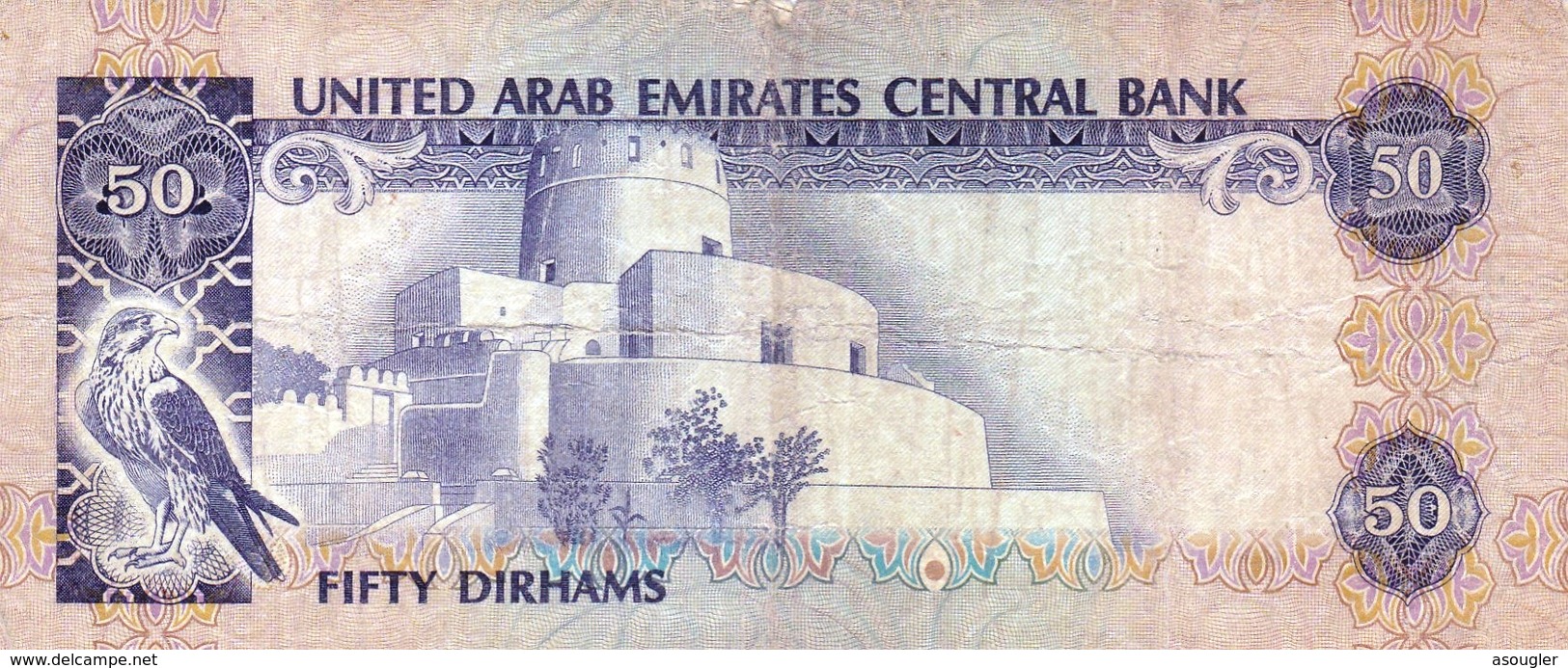 United Arab Emirates UAE 50 Dirhams ND 1982 "PREFIX 1" F P-9a "free Shipping Via Registered Air Mail" - United Arab Emirates