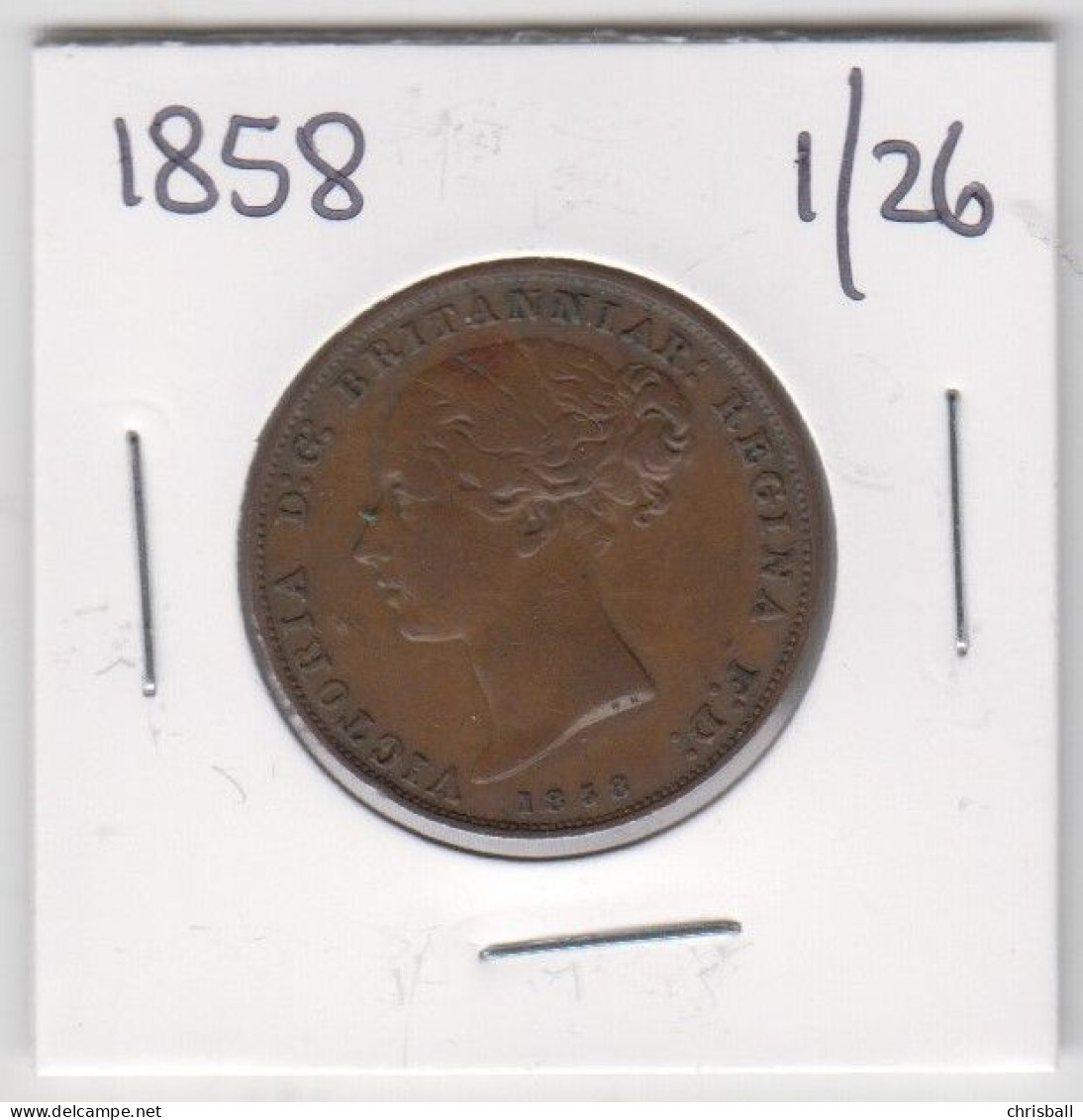 Jersey 1958 Coin Queen Victoria One Twentysixth Of A Shilling 1/26 Dated 1858 - Jersey