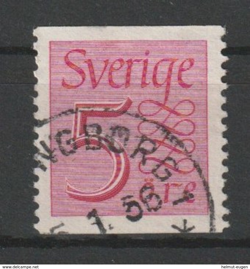 MiNr. 366 Schweden 1951, 29. Nov. Freimarke: Ziffernzeichnung, Hintergrund Nur Waagerecht Liniiert. StTdr.; Senkrecht Ge - Gebraucht