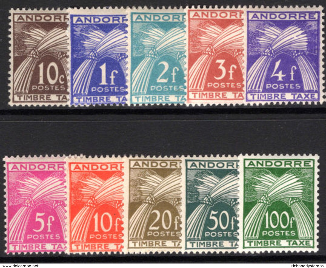 French Andorra 1946-59 Postage Due Set Lightly Mounted Mint. - Unused Stamps