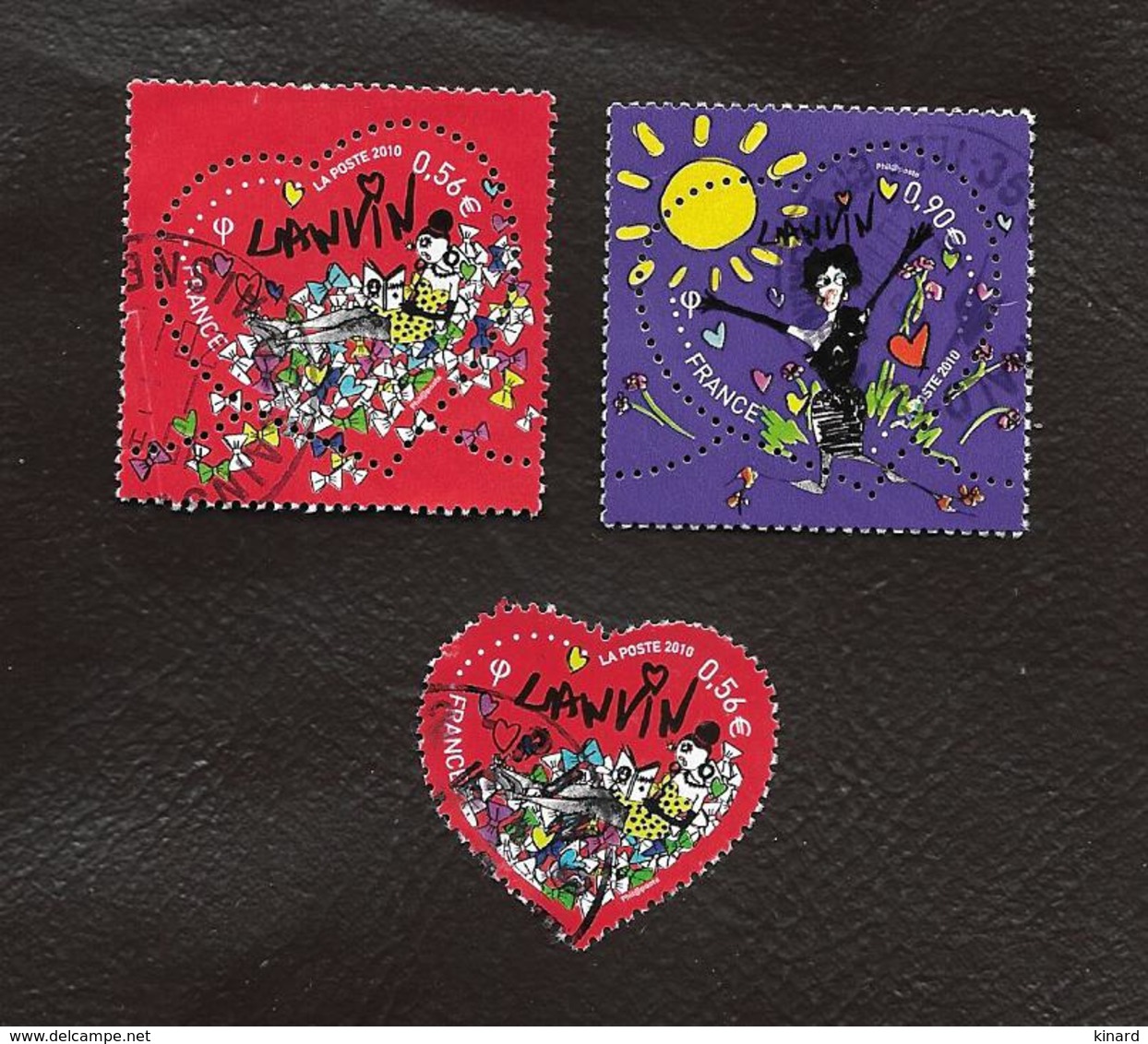 TIMBRES..FRANCAIS...OBLITERATIONS RONDE.S.    COEUR LANVIN ..4431/4432.4432A.  2010.   BE. - Usati