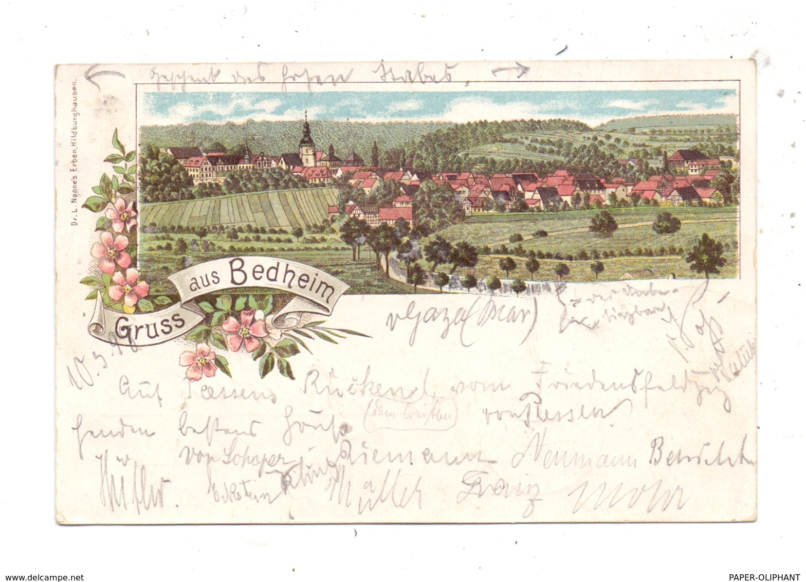 0-6102 RÖMHILD - BEDHEIM, Lithographie 1898, Bahnpost - Hildburghausen