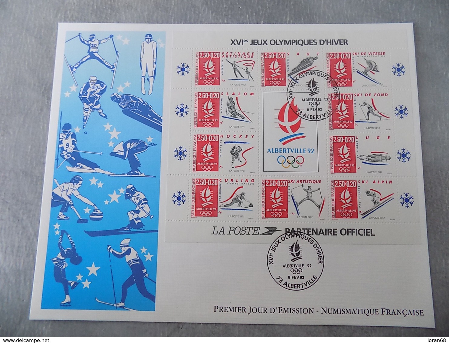 Premier Jour (FDC) Grand Format France 1992 : Jeux Olympiques D'hiver D'Albertville (bloc Feuillet) - 1990-1999
