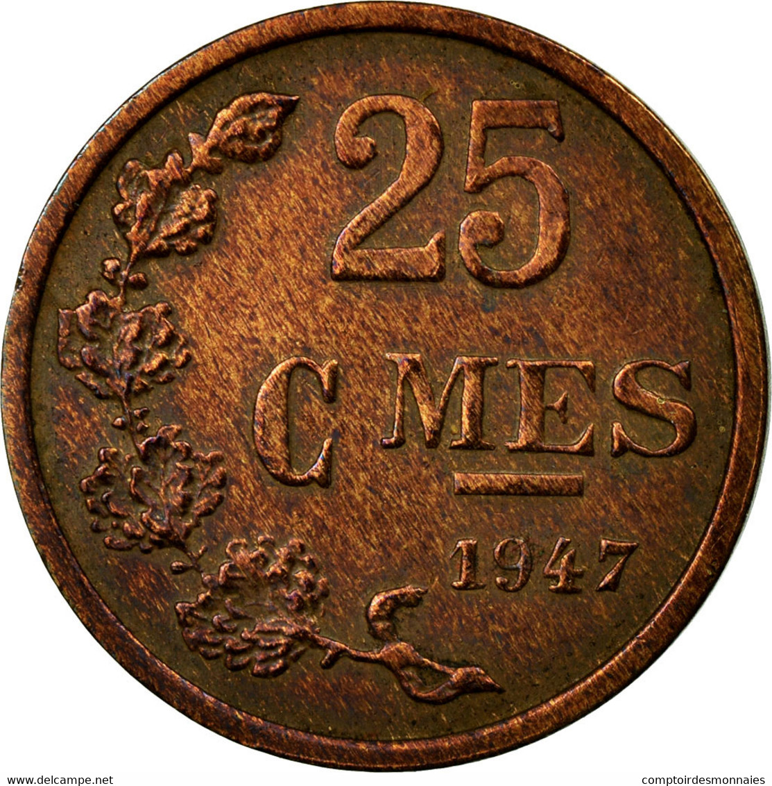 Monnaie, Luxembourg, Charlotte, 25 Centimes, 1947, TB+, Bronze, KM:45 - Luxembourg