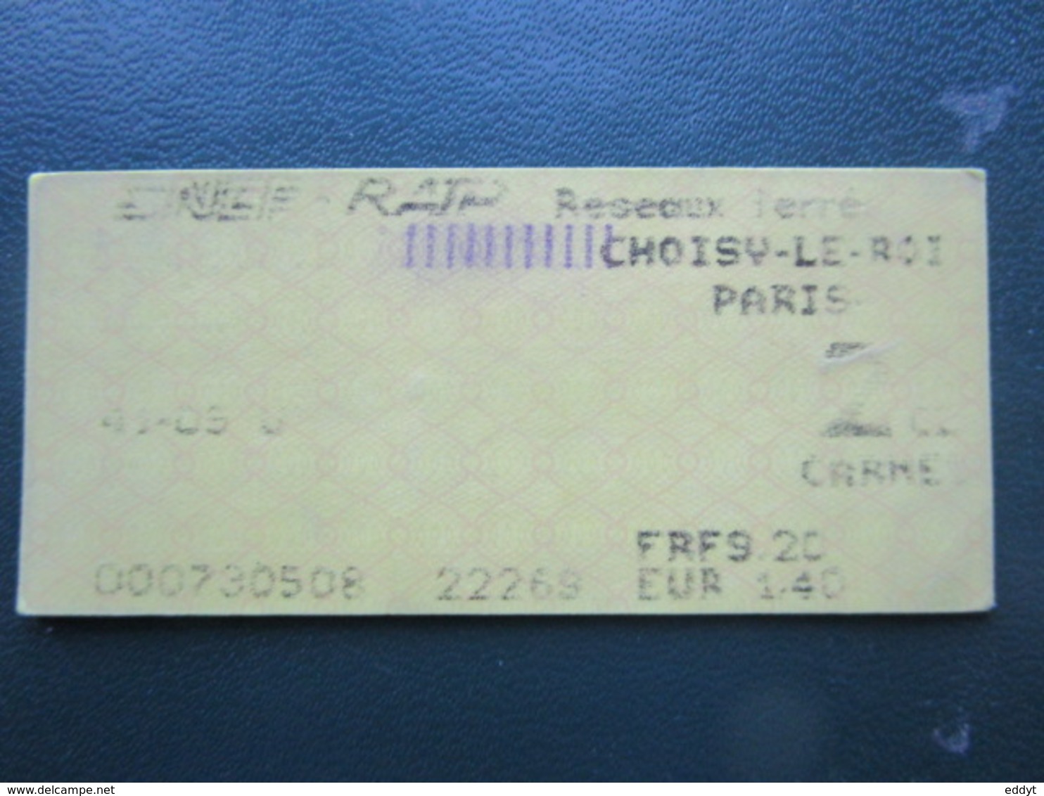 TICKET  SNCF  RATP RER Métro -  PARIS - CHOISY LE ROI -  2 Classe TBE - Wereld