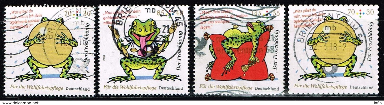 Bund 2018, Michel# 3357 - 3359 + 3364 O Der Froschkönig - Gebraucht