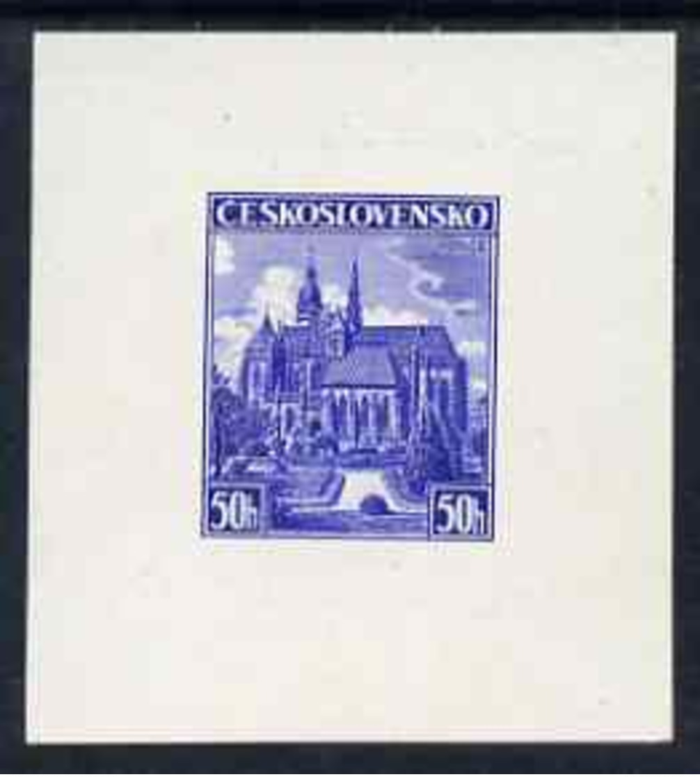Czechoslovakia 1938 Cut Down Die Proof Of 50h St Elizabeth\D5s CATHEDRAL In Blue, As SG 389 - Autres & Non Classés