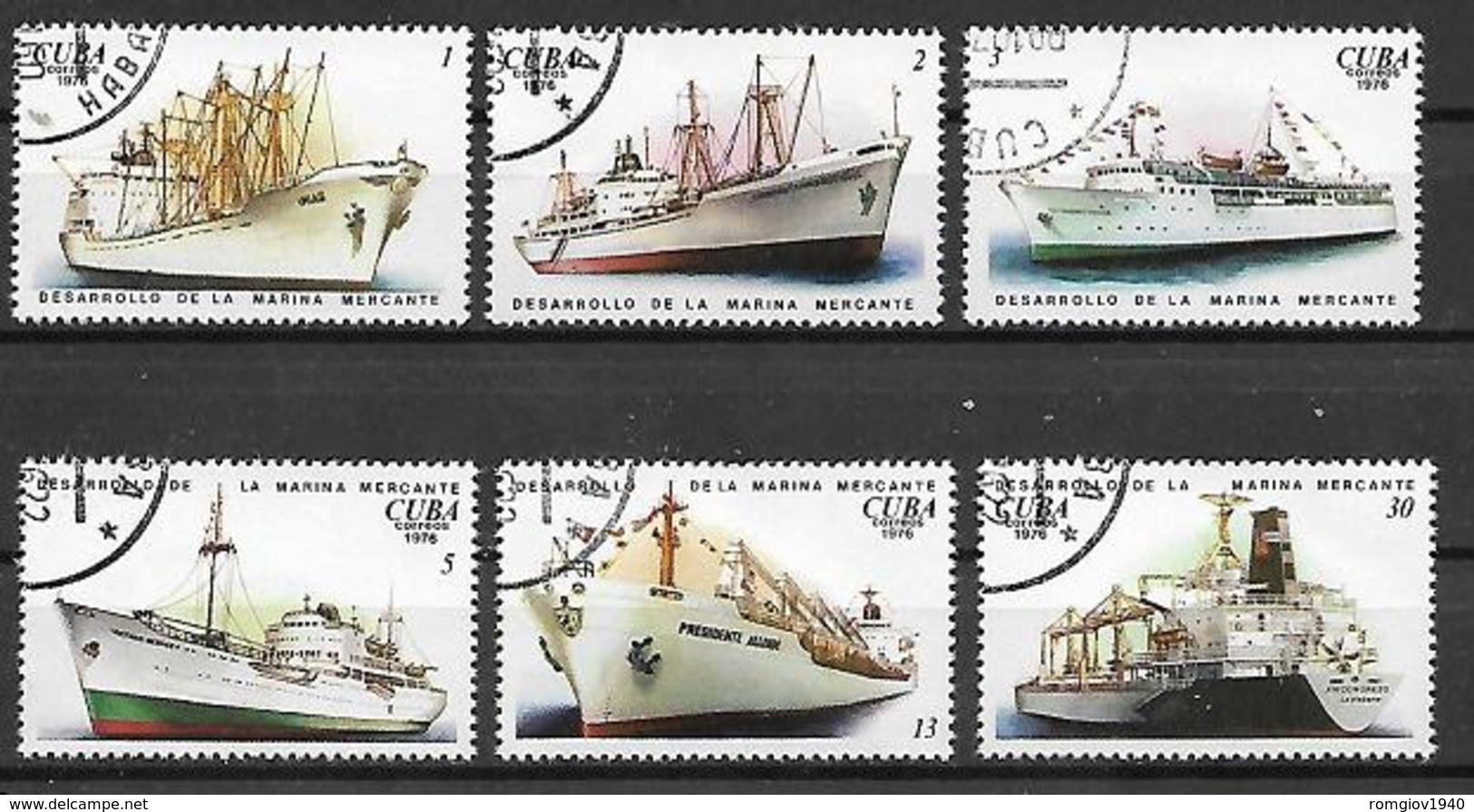 CUBA 1976 NAVI DA TRASPORTO MERCI YVERT. 1956-1961 USATA VF - Usati