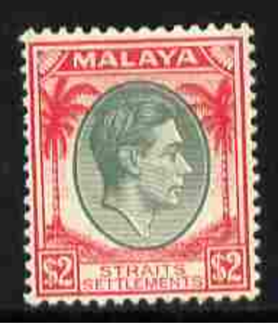 Malaya - Straits Settlements 1937-41 KG6 $2 Green & Scarlet Mounted Mint SG 291 - Singapour (1959-...)