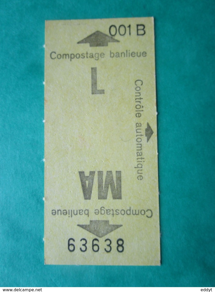 TICKET  RATP  Métro Autobus -  PARIS BANLIEUE - 2 Classe - Welt