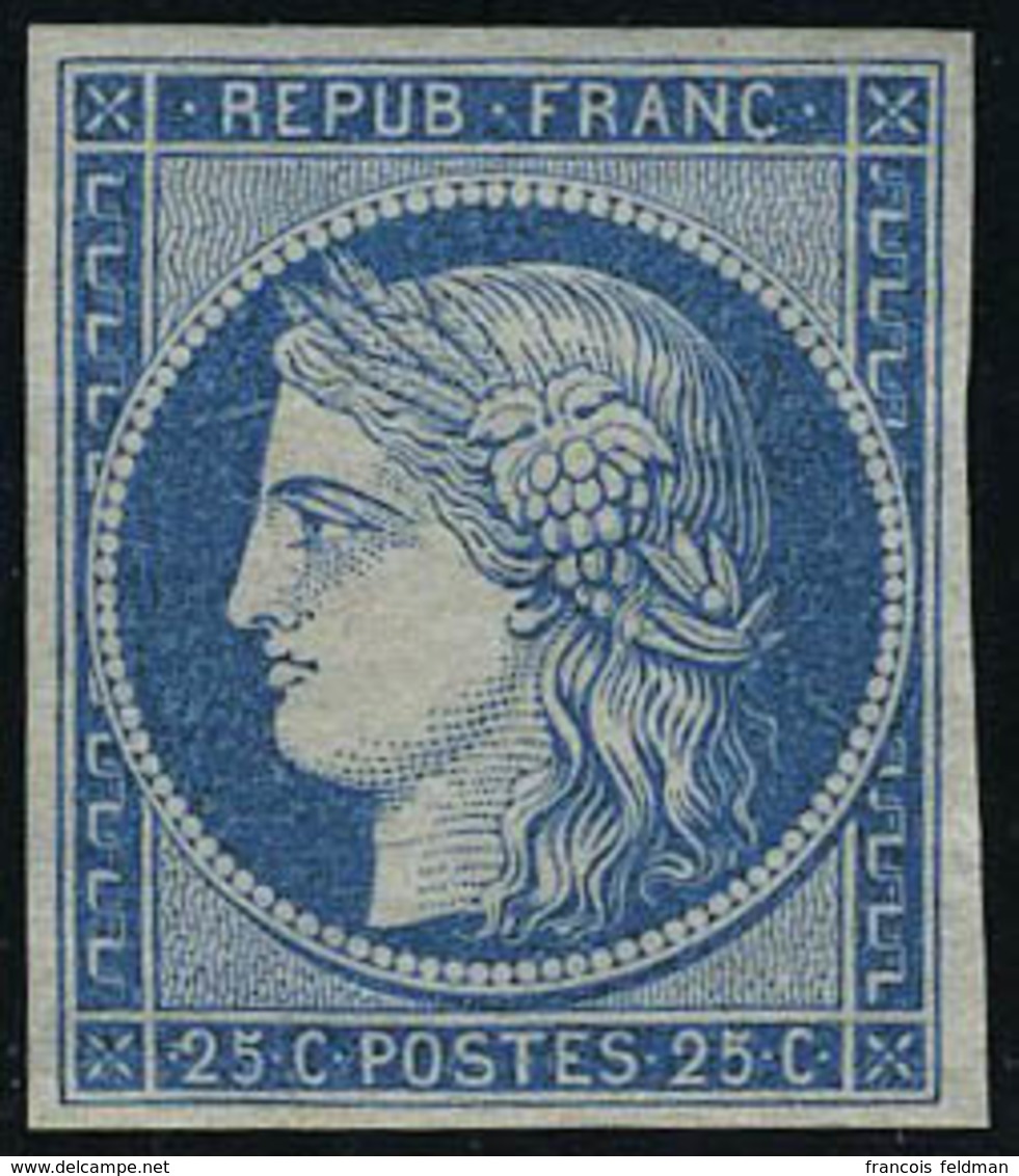 Neuf Sans Gomme N° 4d, 25c Bleu, Réimpression, Pelurage, Sinon T.B. - Sonstige & Ohne Zuordnung