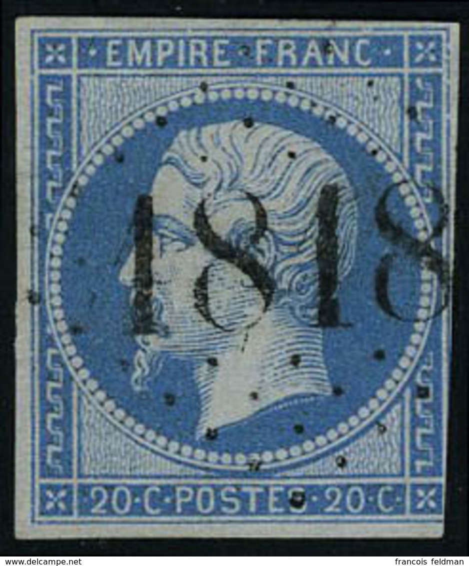 Oblitéré N° 14, 20c Bleu Obl D'essai 1818 Délié Très Belle Frappe Pothion Ind. 30 2300€ Sur Lettre - Altri & Non Classificati