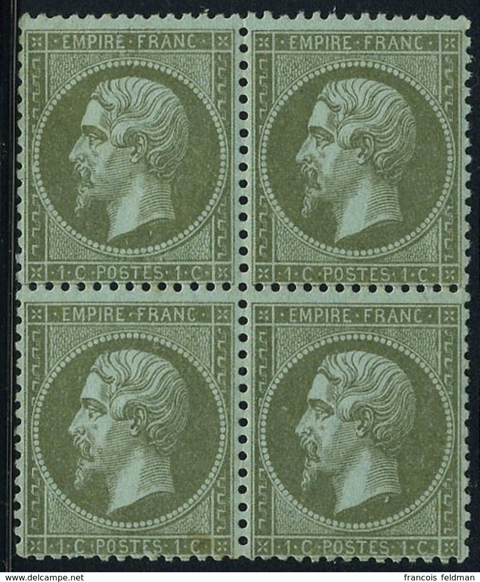 Neuf Sans Charnière N° 19, 1c Olive, Bloc De 4, T.B. - Altri & Non Classificati