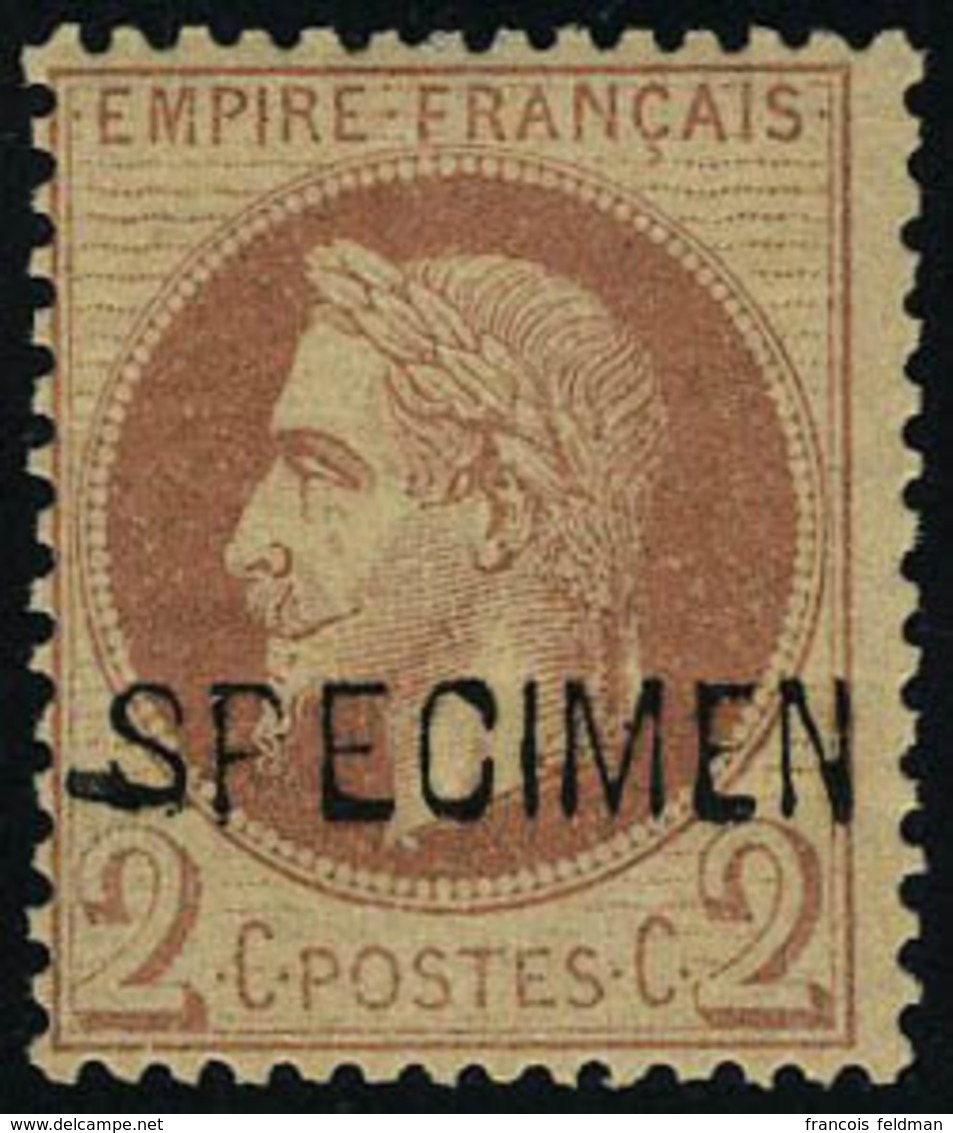 Neuf Avec Charnière N° 26Bc, 2c Brun Rouge Surcharge Spécimen, Cl, T.B. - Altri & Non Classificati