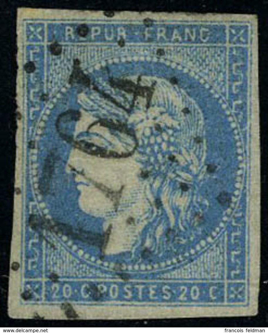 Oblitéré N° 44B, 20c Bleu, Bordeaux Type I, Report 2, Obl Losange GC 1764, T.B. Signé Calves - Autres & Non Classés