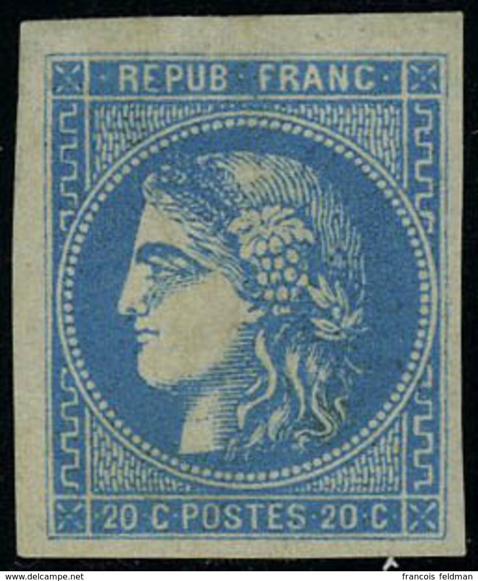 Neuf Avec Charnière N° 46B, 20c Bleu, Bordeaux Type III, Report 2, Froissure De Gomme, T.B. Signé Calves - Sonstige & Ohne Zuordnung