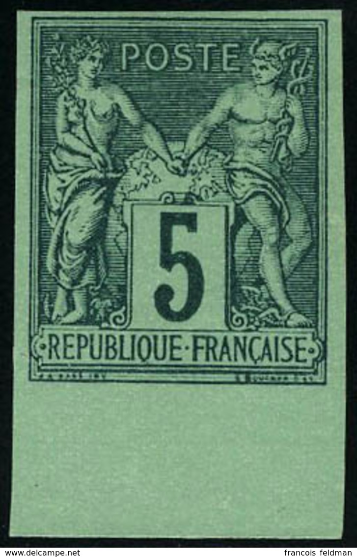 Neuf Sans Gomme N° 75c, 5c Vert Foncé Sur Vert, Type II, ND, Réimpression Granet, Bdf, Superbe - Altri & Non Classificati