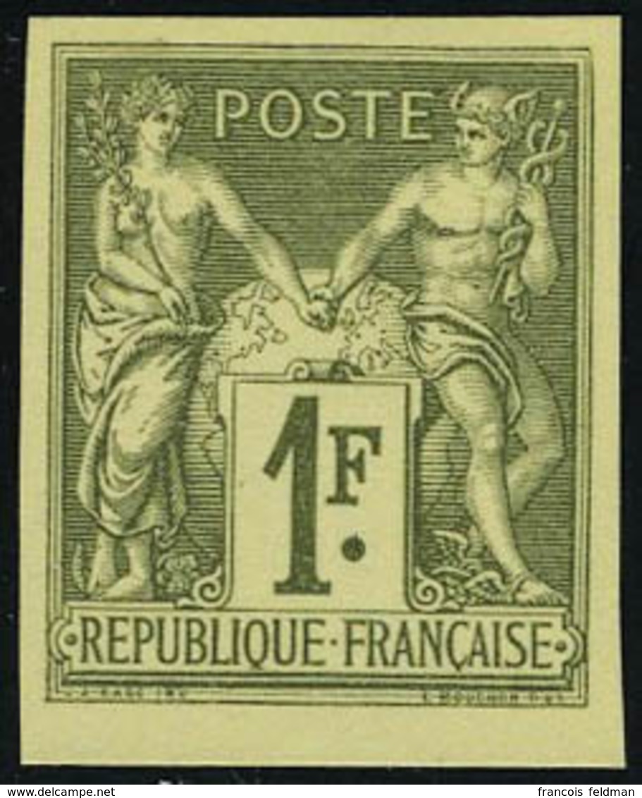 Neuf Sans Gomme N° 82c, 1f Olive Clair, Type II, ND, Emission Des Régents Avec Teinte De Fond, T.B. - Sonstige & Ohne Zuordnung