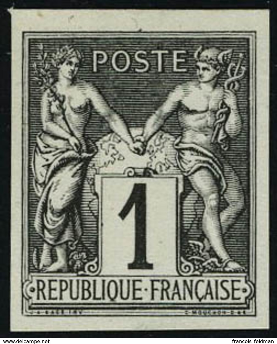 Neuf Sans Gomme N° 83e, 1c Noir , Type II, ND, Emission Des Régents Sans Teinte De Fond, T.B. - Sonstige & Ohne Zuordnung