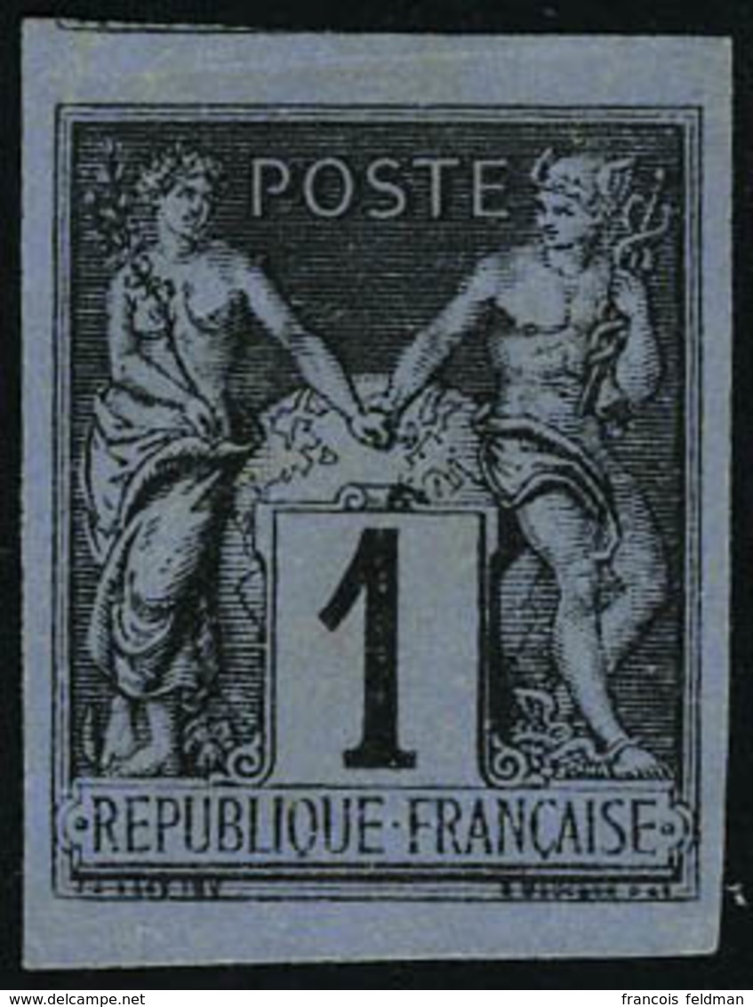 Neuf Sans Gomme N° 83f, 1c Noir Sur Azuré, ND, Réimpression Granet, T.B. - Sonstige & Ohne Zuordnung