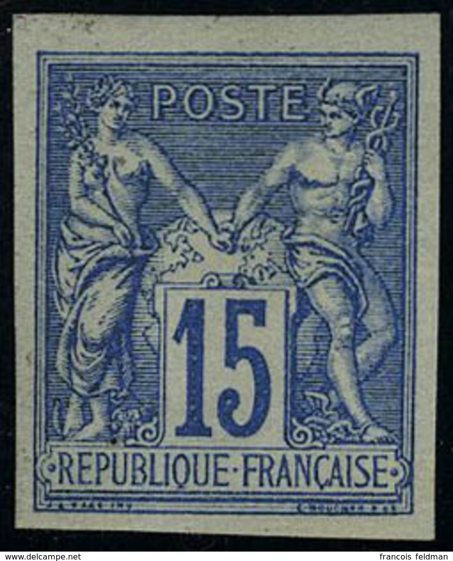 Neuf Sans Gomme N° 90d, 15c Bleu, Type II, ND, Réimpression Granet, T.B. - Autres & Non Classés