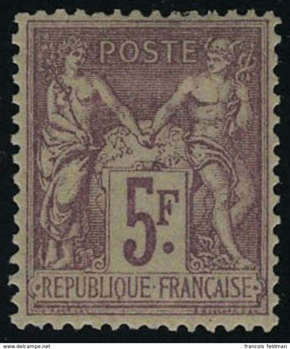Neuf Avec Charnière N° 95, 5f Violet Sur Lilas, Très Bien Centré, T.B. Certificat Roumet - Sonstige & Ohne Zuordnung