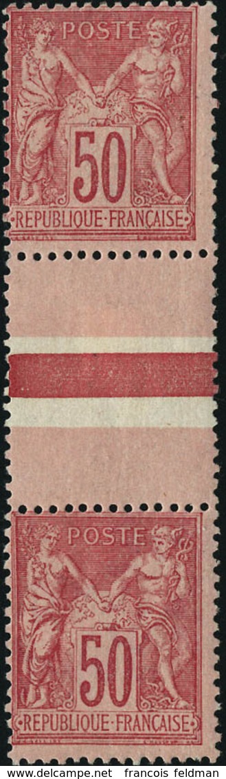 Neuf Sans Charnière N°98. 50c Rose. Type II. Paire Verticale Interpanneau Dont 1ex Neuf*. T.B. - Sonstige & Ohne Zuordnung