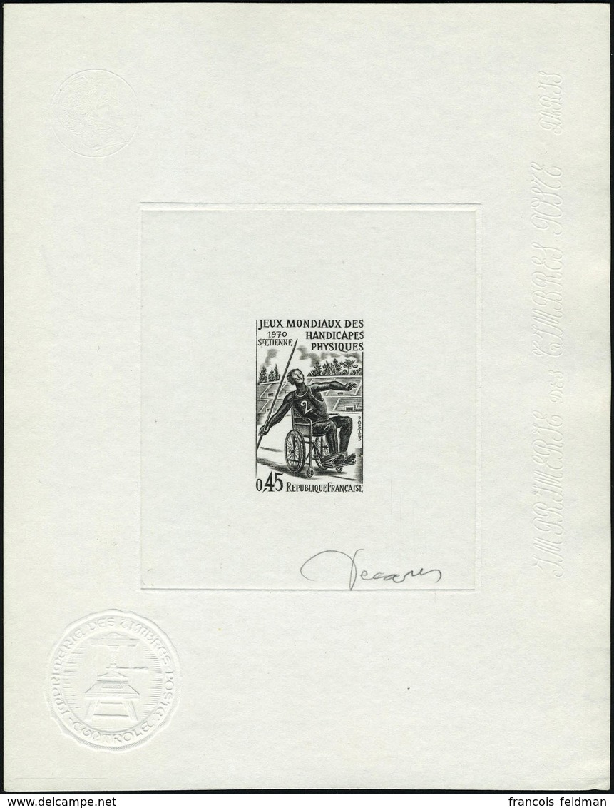 N° 1649, Jeux Mondiaux Des Handicapés, épreuve D'artiste En Noir Signée Decaris, T.B. - Andere & Zonder Classificatie