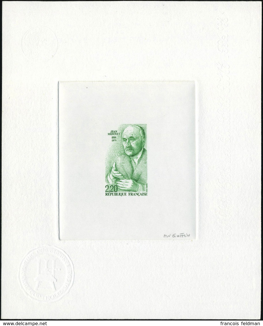 N° 2533, Jean Monnet, épreuve D'artiste En Vert Signée Par Le Graveur TB - Altri & Non Classificati