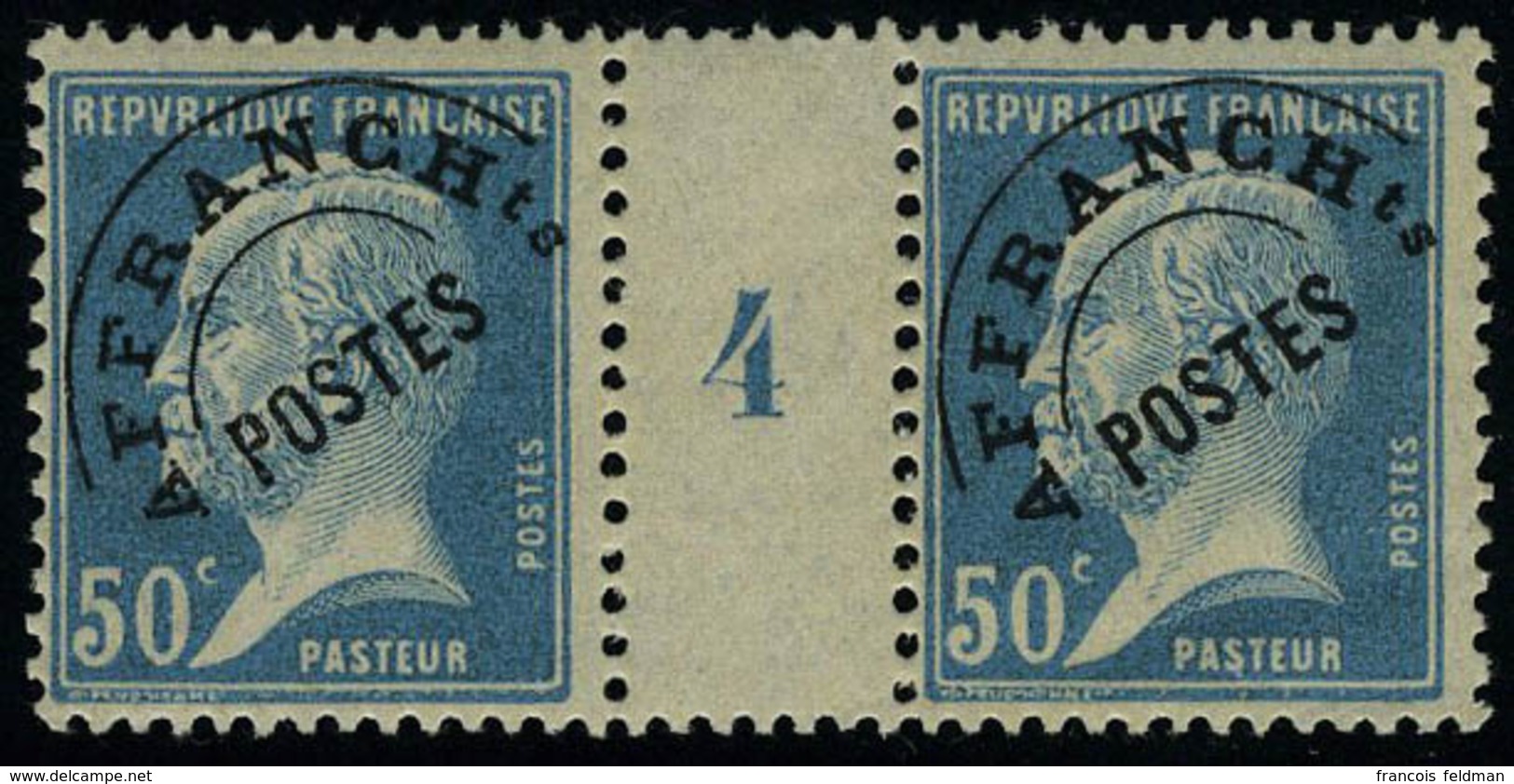 Neuf Sans Charnière N° 68, 50c Pasteur, Paire Millésime 4, T.B. - Autres & Non Classés