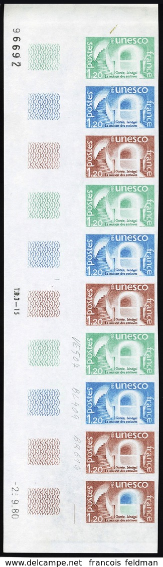 Neuf Sans Charnière N° 60/2, La Série De 3 Valeurs, Bande De 10, Bdf, ND, Essai De Couleur Avec CD. T.B. - Sonstige & Ohne Zuordnung