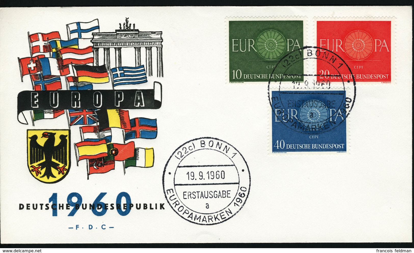 Lettre 1960. Année Complète Avec Obl. 1er Jour Sur Enveloppe Illustrées, France X 2ex (Paris + Strasbourg). T.B. - Autres & Non Classés