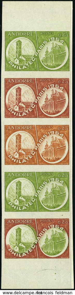 N° 171, 25c Philatec, Bande Verticale De 5 Essais De Couleur ND, T.B. - Altri & Non Classificati