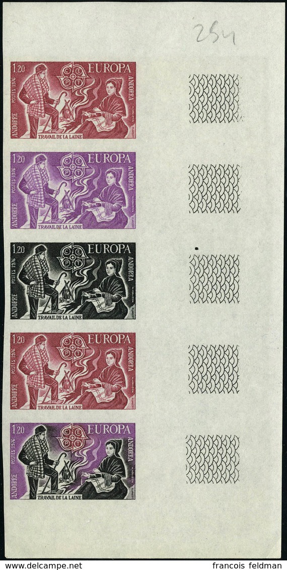 Neuf Sans Charnière N° 253/54, Europa 1976, La Paire Essai De Couleur En Bande Verticale De 5 Timbres ND, T.B. - Autres & Non Classés