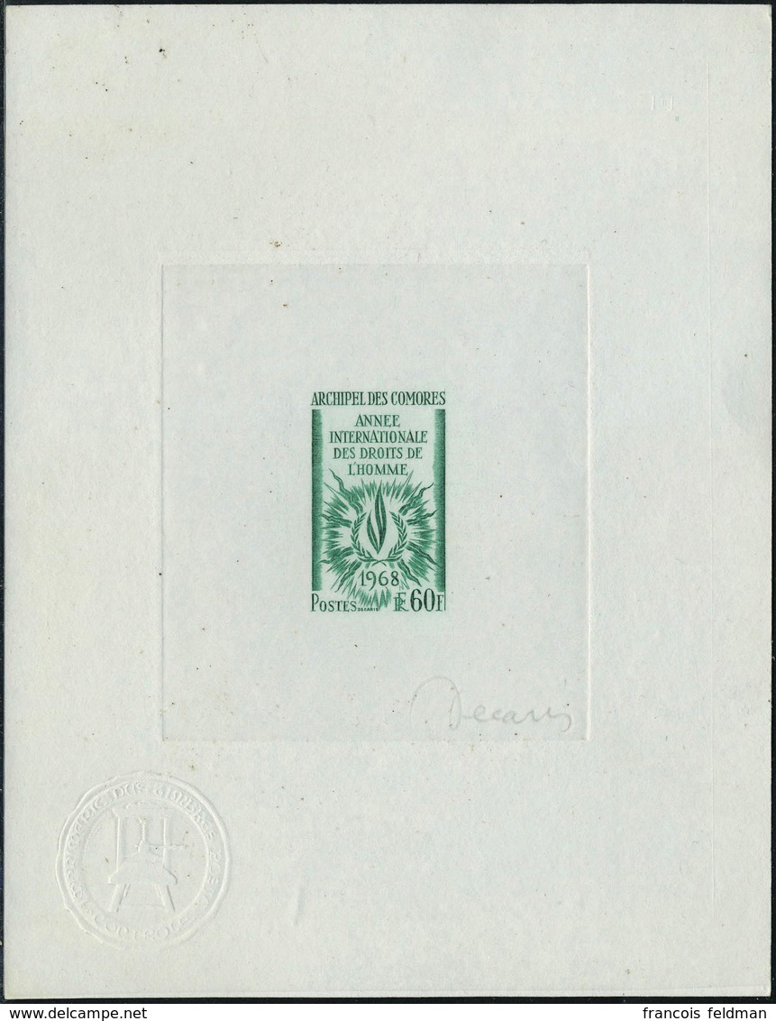 N° 49, 60F Droits De L'homme, épreuve D'artiste En Vert, Cachet à Sec De Contrôle, T.B. - Otros & Sin Clasificación