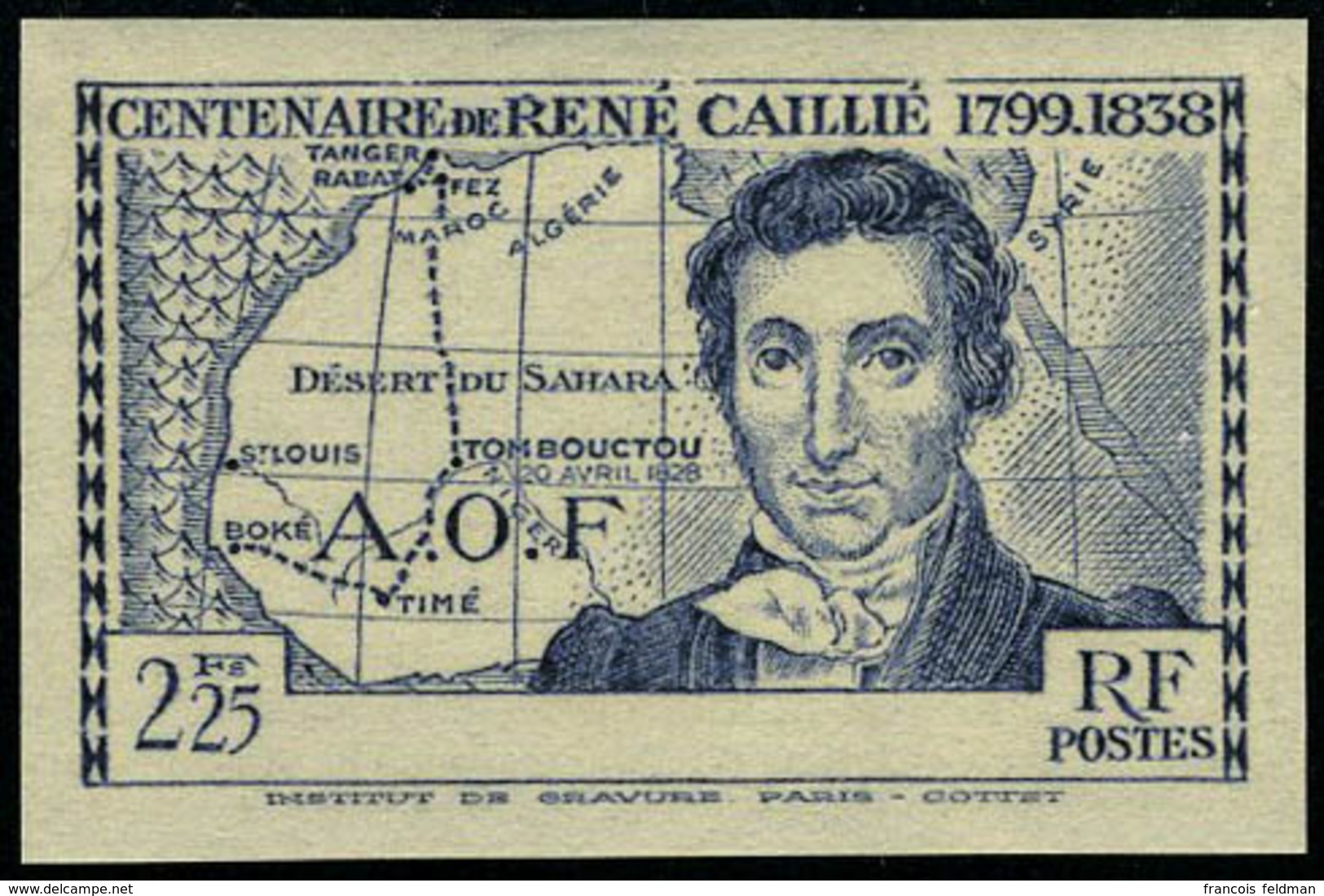 Neuf Sans Charnière N° 141b/43b, René Caillé Les 3 Valeurs ND Sans Côte D'Ivoire, T.B. (90c Cl) - Autres & Non Classés